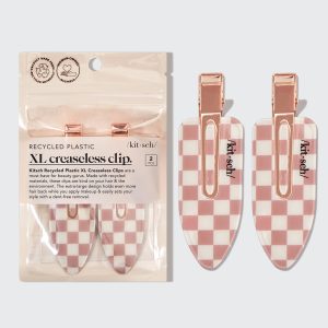 XL Terracotta Checker Creaseless Clips 2pc Set